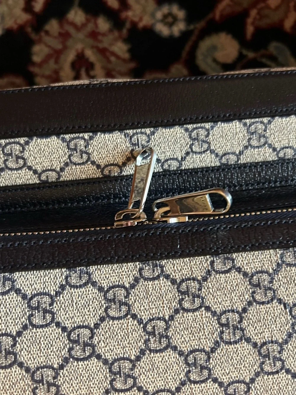 Gucci Savoy, GG Supreme suitcase, iconic blue/red web stripe made in Italy